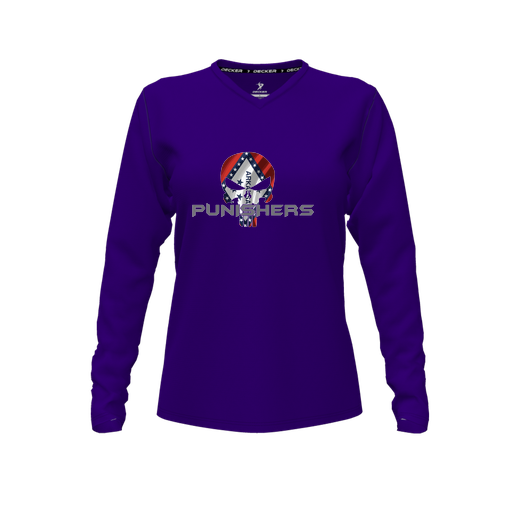 [FTLVCFPP-FYXS-LOGO3] Decker Comfort T-Shirt (Female Youth XS, Purple, V Neck, Logo 3, Long Sleeve)