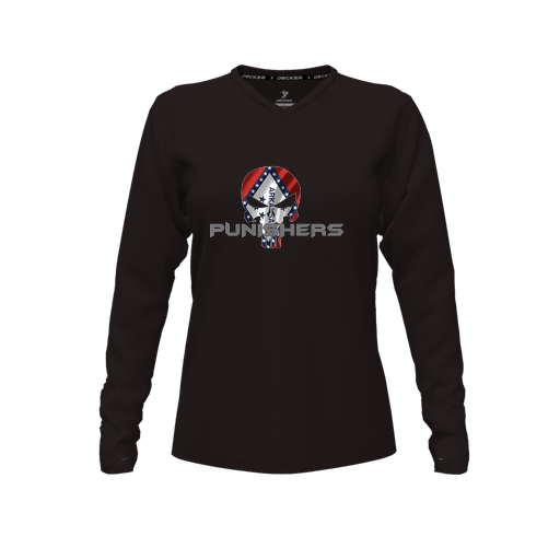 [CUS-DFW-TEES-PER-VNK-LSL-BLK-FYXS-LOGO3] Performance T-Shirt (Female Youth XS, Black, V Neck, Logo 3, Long Sleeve)
