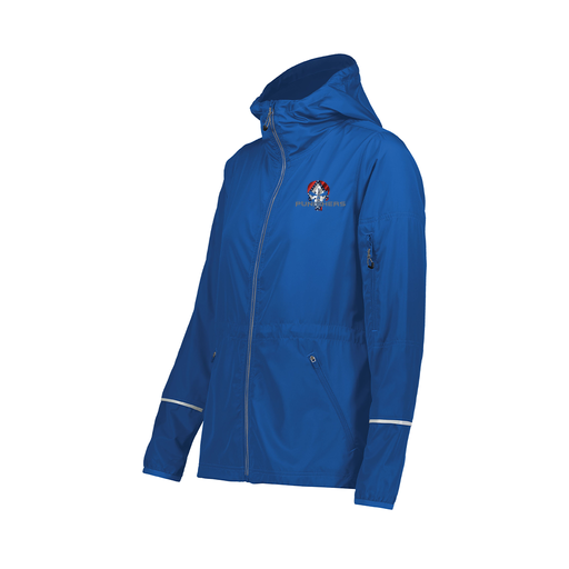 [229782.060.XS-LOGO3] Ladies Packable Full Zip Jacket (Female Adult XS, Royal, Logo 3)